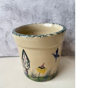 Marshall Pottery Yesteryears Hand Turned Texas Stoneware Crock Planter Birdhouse